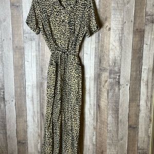 Vintage Robbie Bee Cheetah Print Silk Maxi Dress